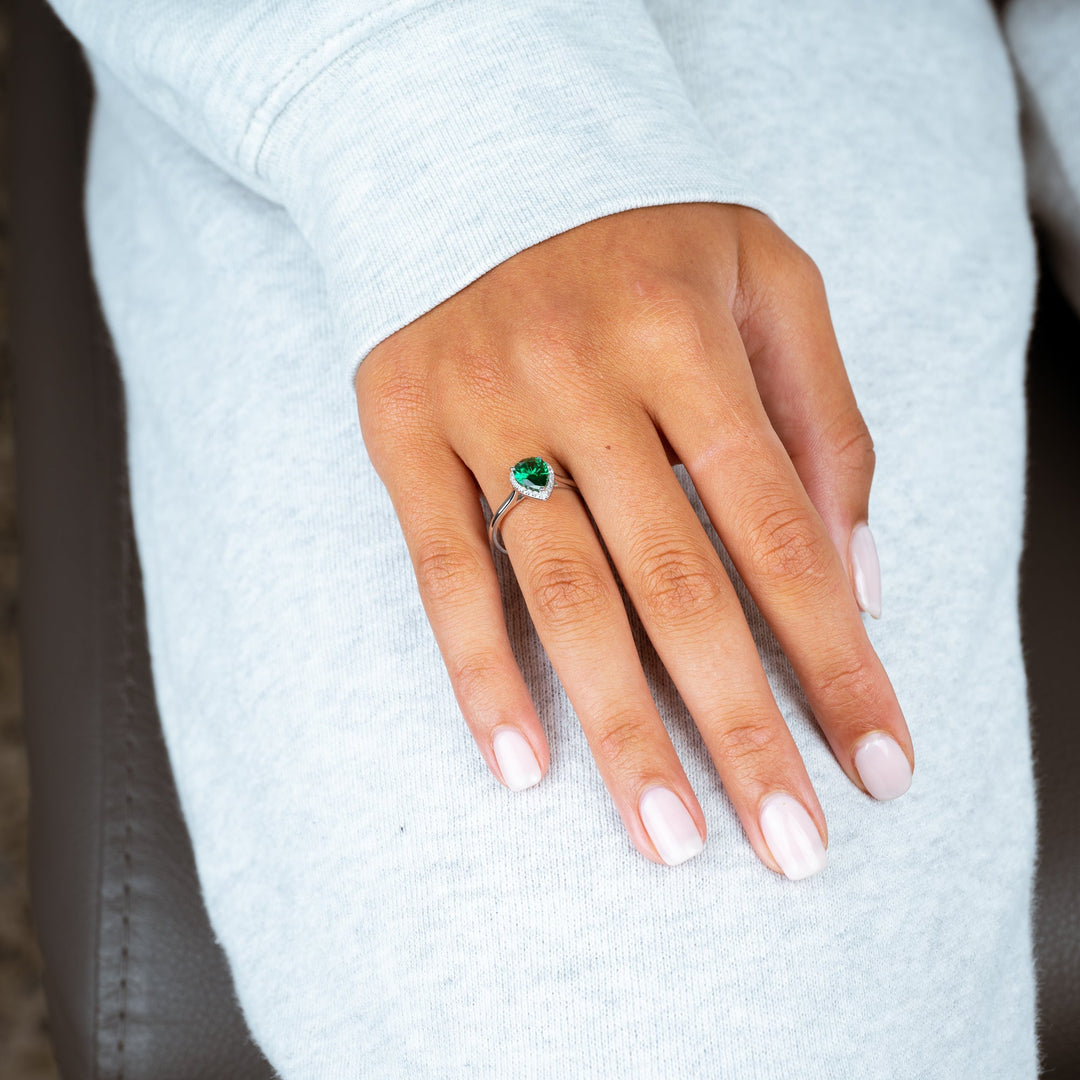 Teardrop Precious Stone & Diamond Ring