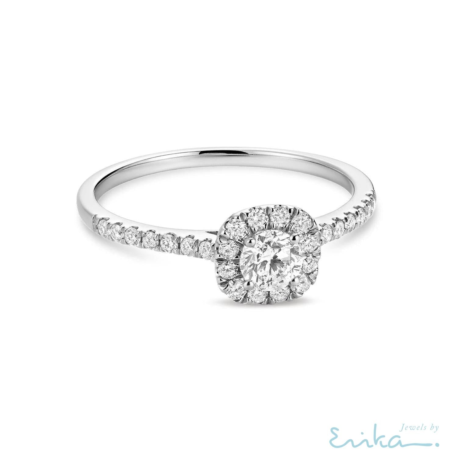 Cushion Diamond Halo Ring-RNB Jewellery