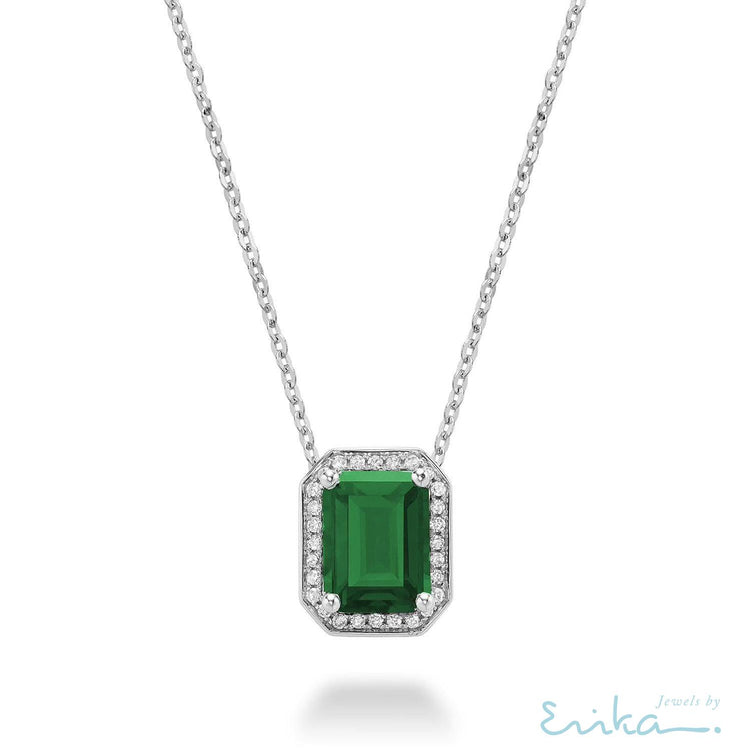 Emerald Cut Colored Stone & Diamond Pendant-RNB Jewellery