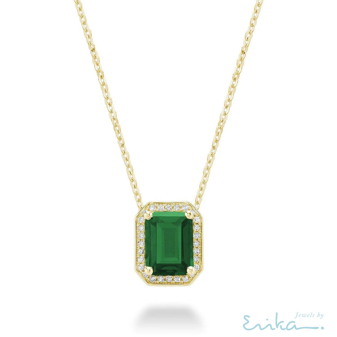 Emerald Cut Colored Stone & Diamond Pendant-RNB Jewellery