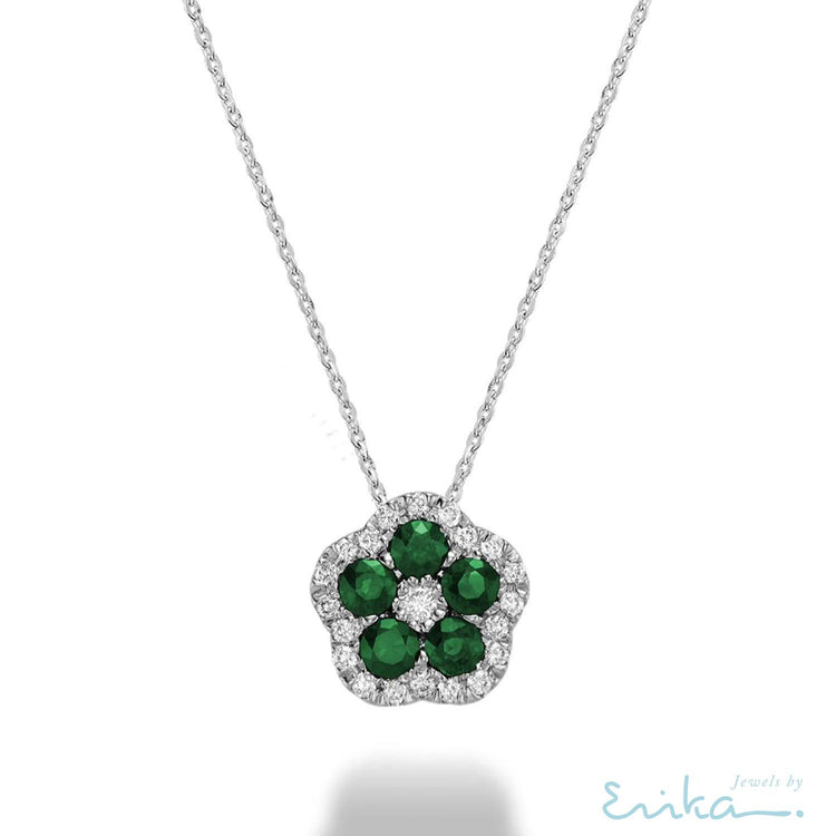 Precious Stone Flower Diamond Pendant-RNB Jewellery