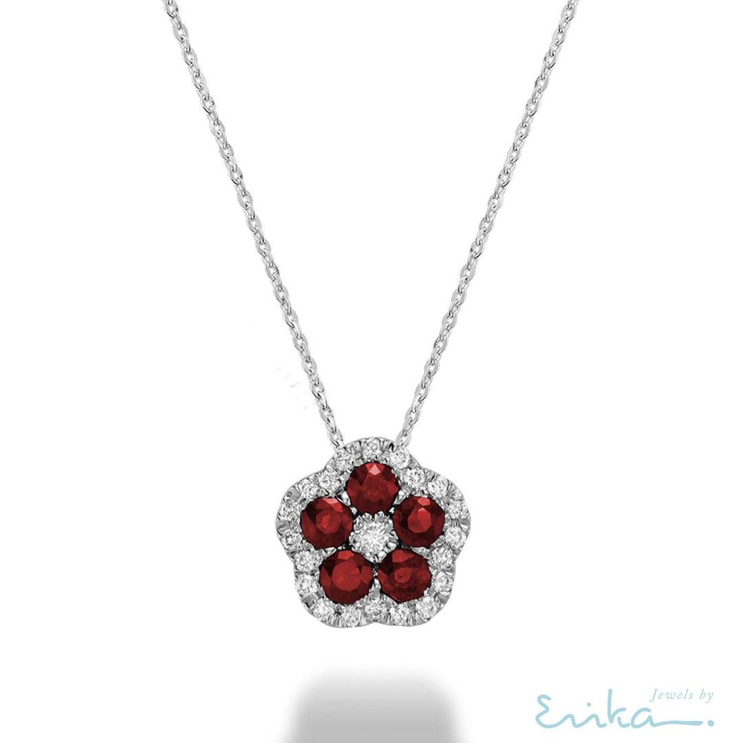 Precious Stone Flower Diamond Pendant-RNB Jewellery
