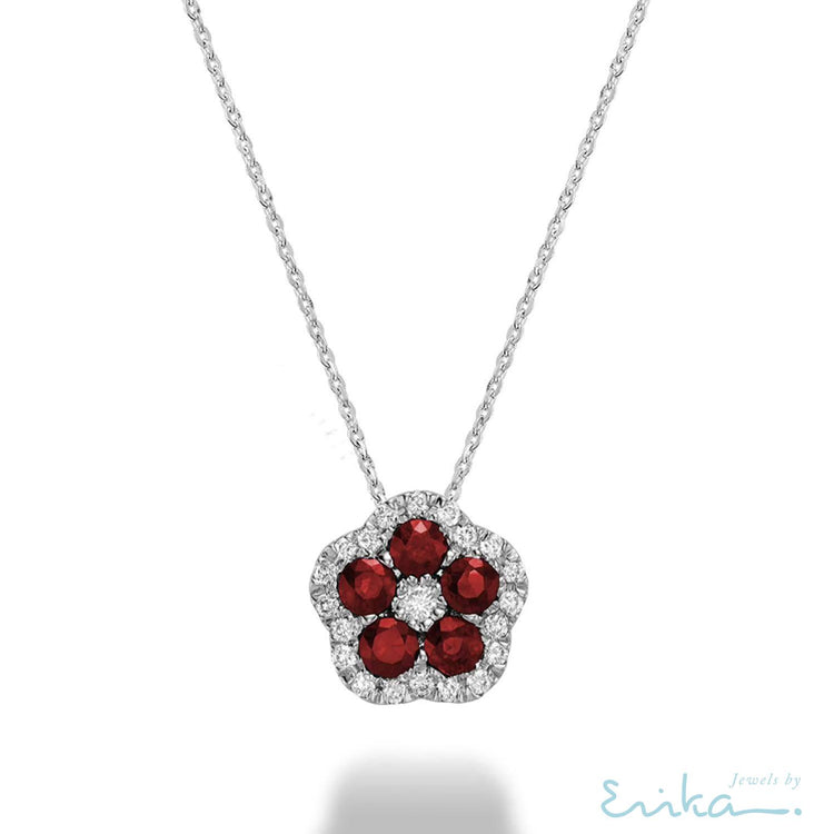 Precious Stone Flower Diamond Pendant-RNB Jewellery