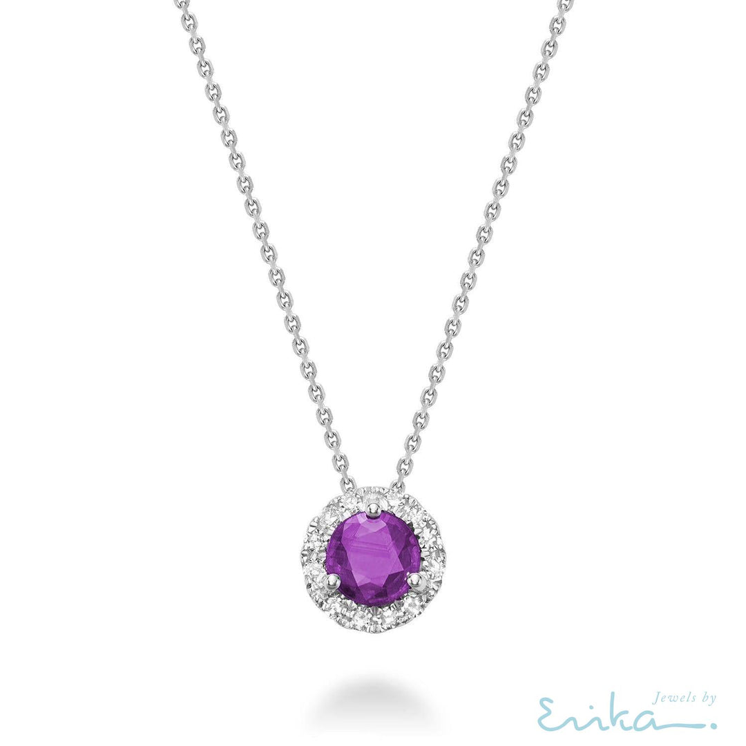 Precious Stone & Diamond Halo Pendant-RNB Jewellery
