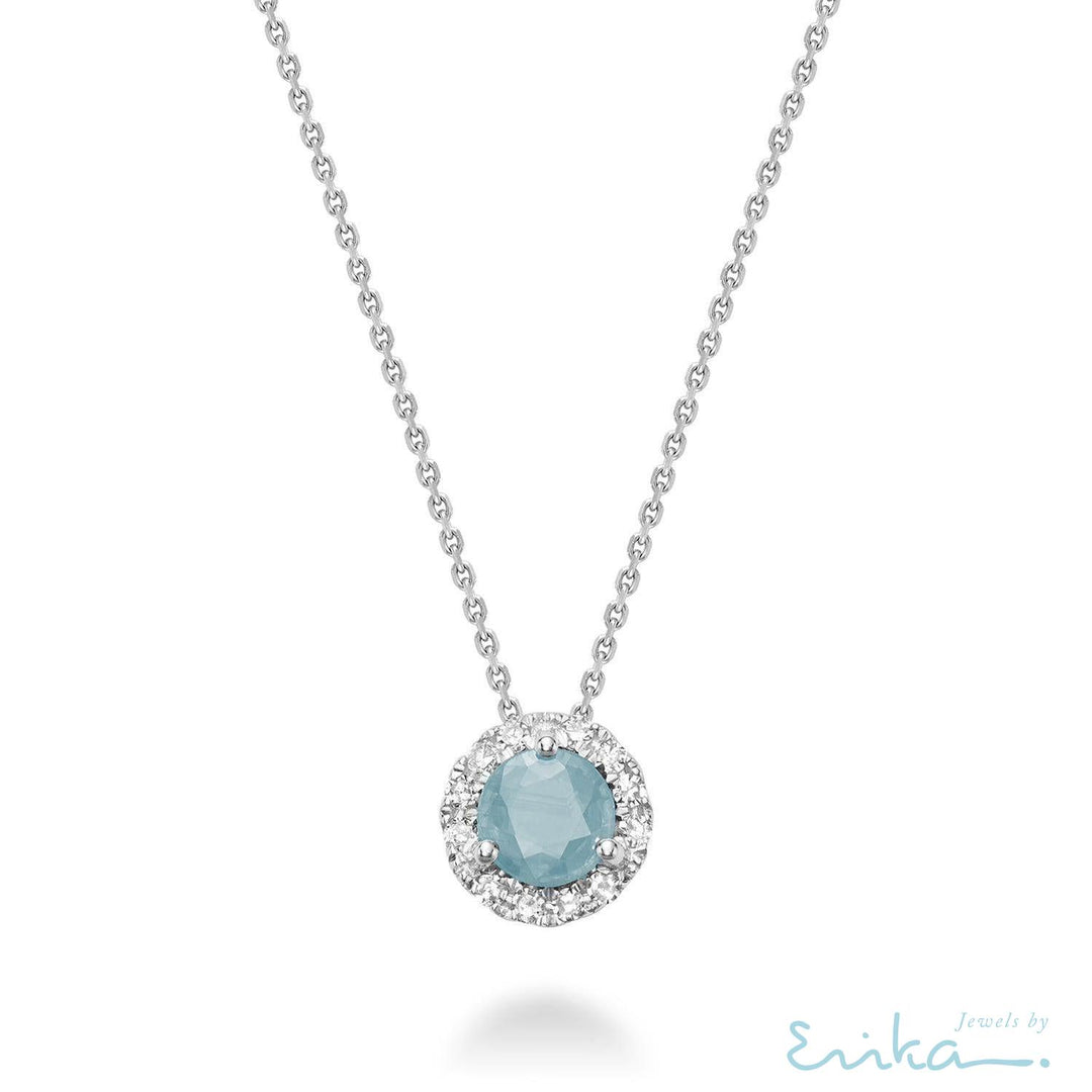 Precious Stone & Diamond Halo Pendant-RNB Jewellery