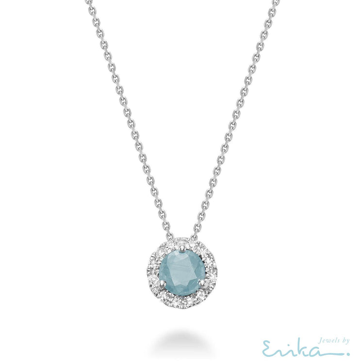 Precious Stone & Diamond Halo Pendant-RNB Jewellery
