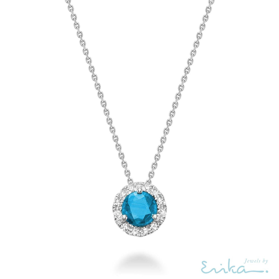 Precious Stone & Diamond Halo Pendant-RNB Jewellery