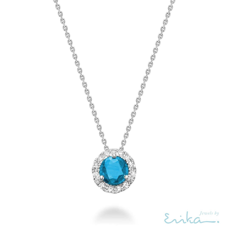 Precious Stone & Diamond Halo Pendant-RNB Jewellery