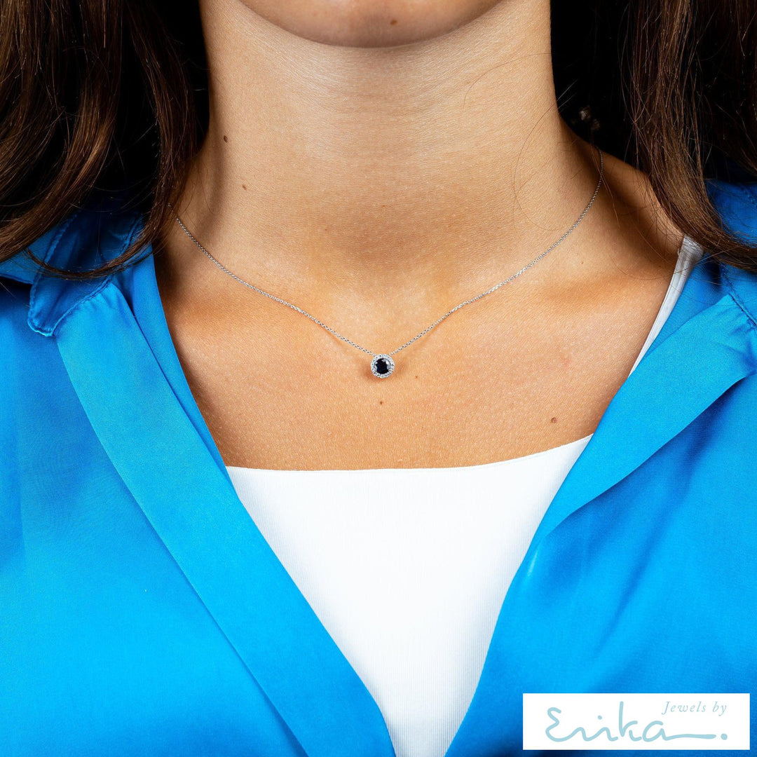 Precious Stone & Diamond Halo Pendant-RNB Jewellery