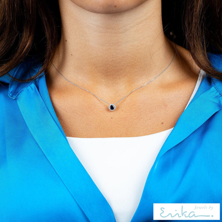 Precious Stone & Diamond Halo Pendant-RNB Jewellery