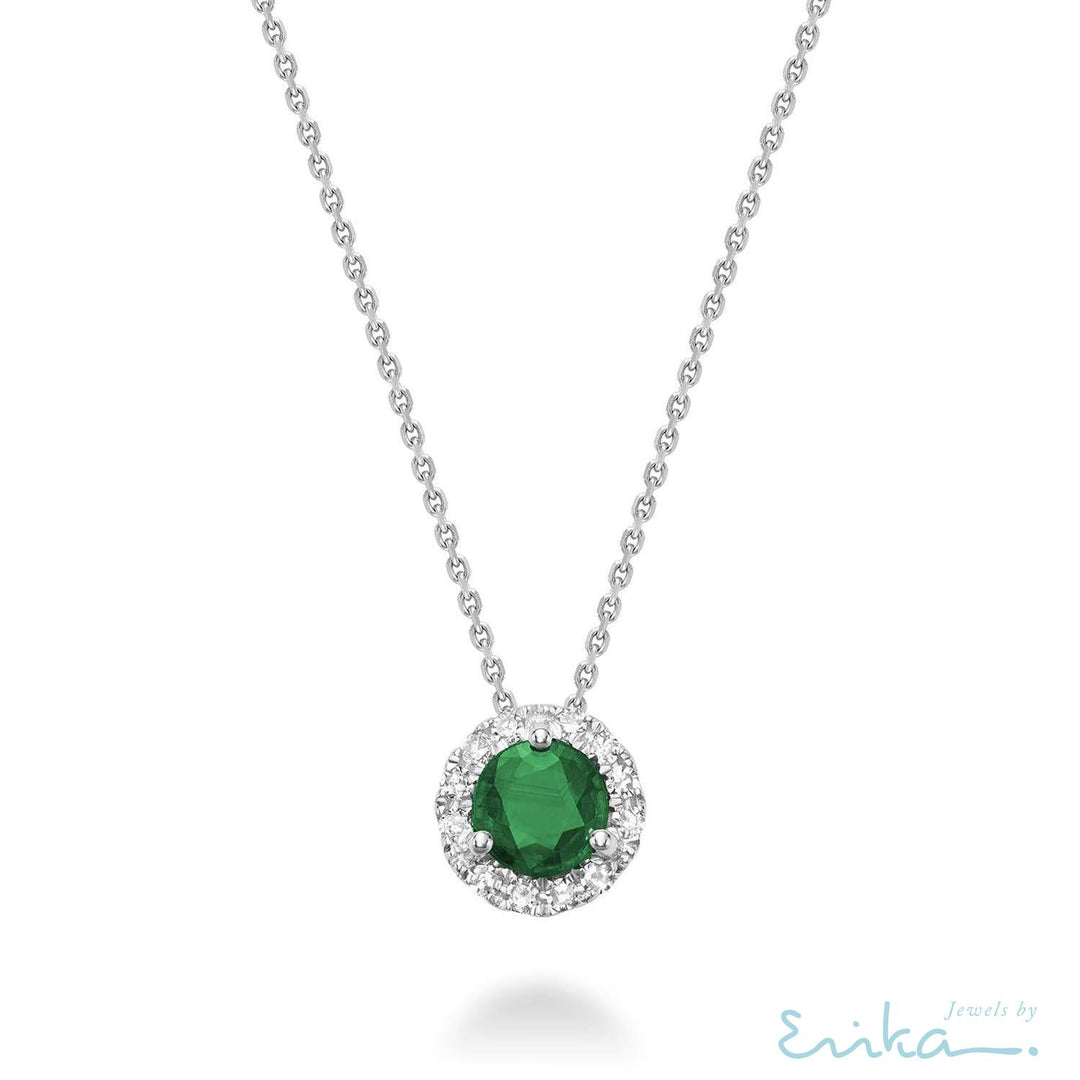 Precious Stone & Diamond Halo Pendant-RNB Jewellery