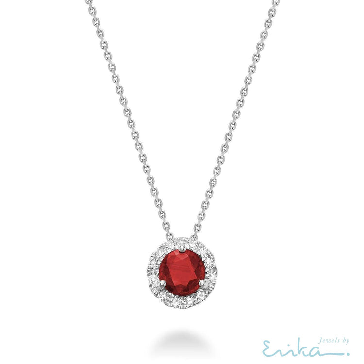 Precious Stone & Diamond Halo Pendant-RNB Jewellery