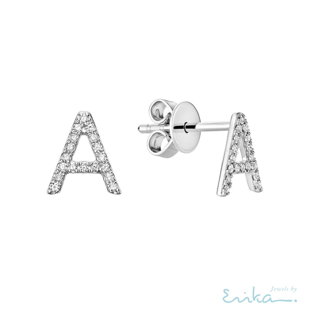 Diamond Initial Stud Earrings (Single)-RNB Jewellery