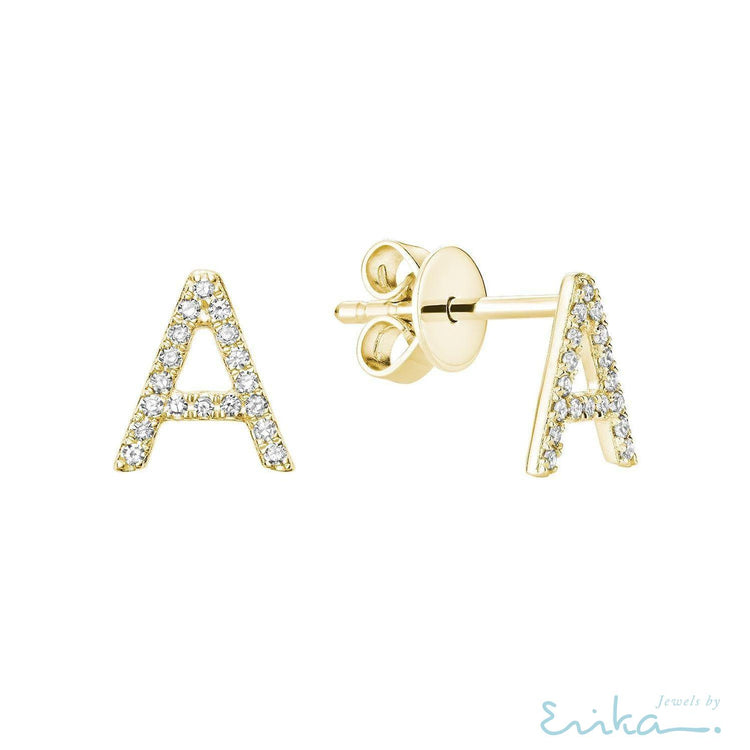 Diamond Initial Stud Earrings (Single)-RNB Jewellery