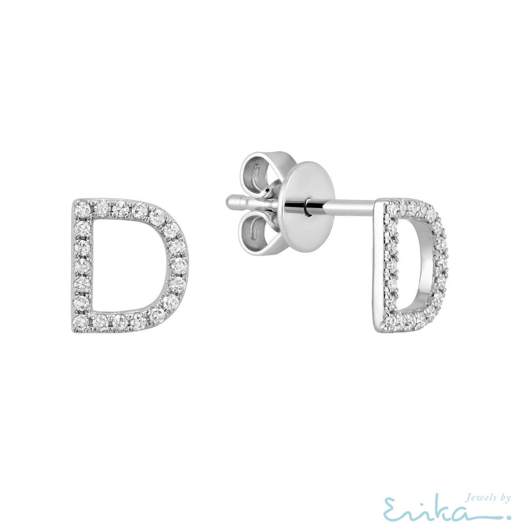 Diamond Initial Stud Earrings (Single)-RNB Jewellery