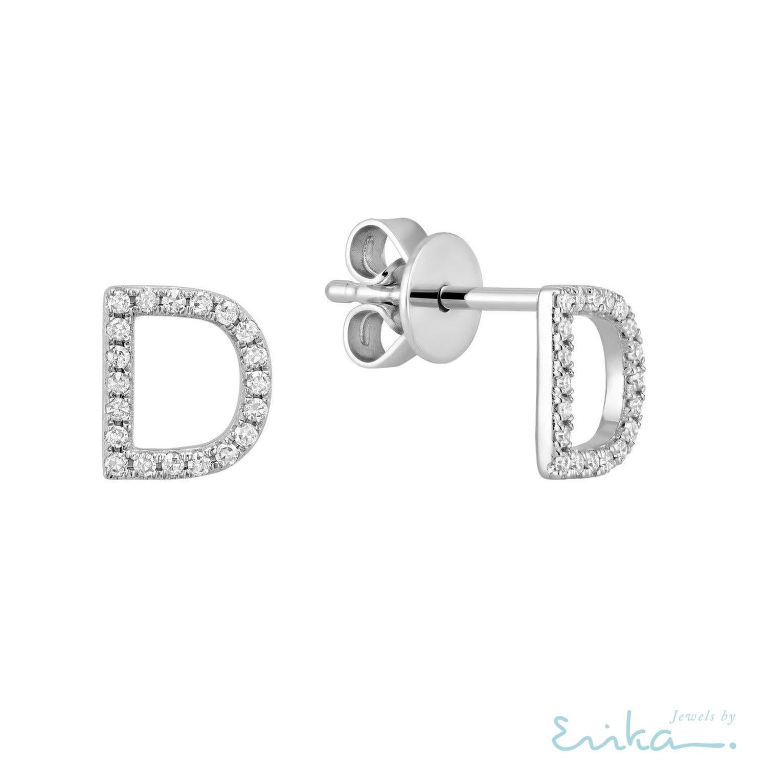Diamond Initial Stud Earrings (Single)-RNB Jewellery