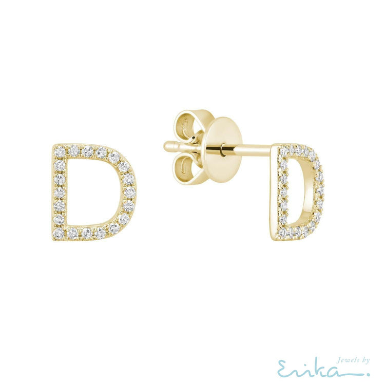 Diamond Initial Stud Earrings (Single)-RNB Jewellery