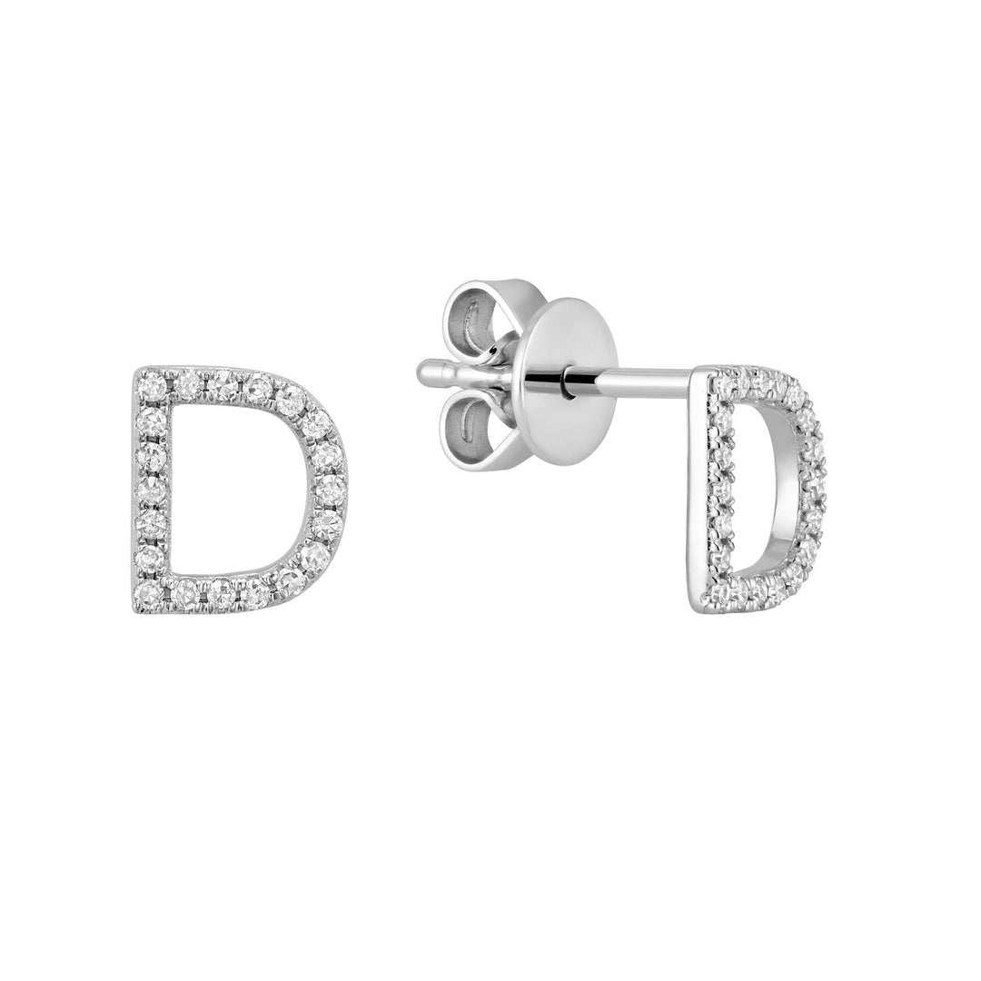 Diamond Initial Stud Earrings (Single)