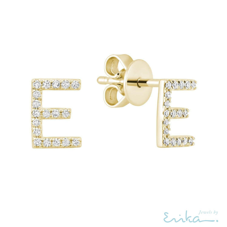 Diamond Initial Stud Earrings (Single)-RNB Jewellery
