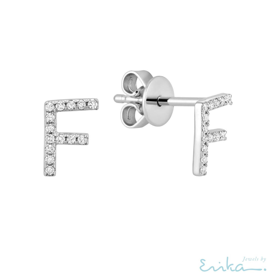 Diamond Initial Stud Earrings (Single)-RNB Jewellery