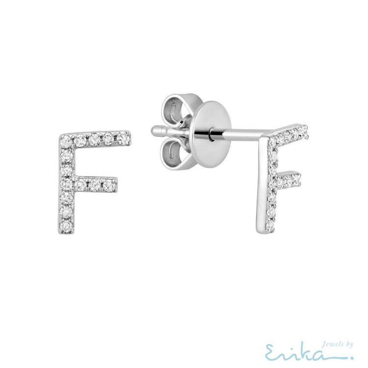 Diamond Initial Stud Earrings (Single)-RNB Jewellery