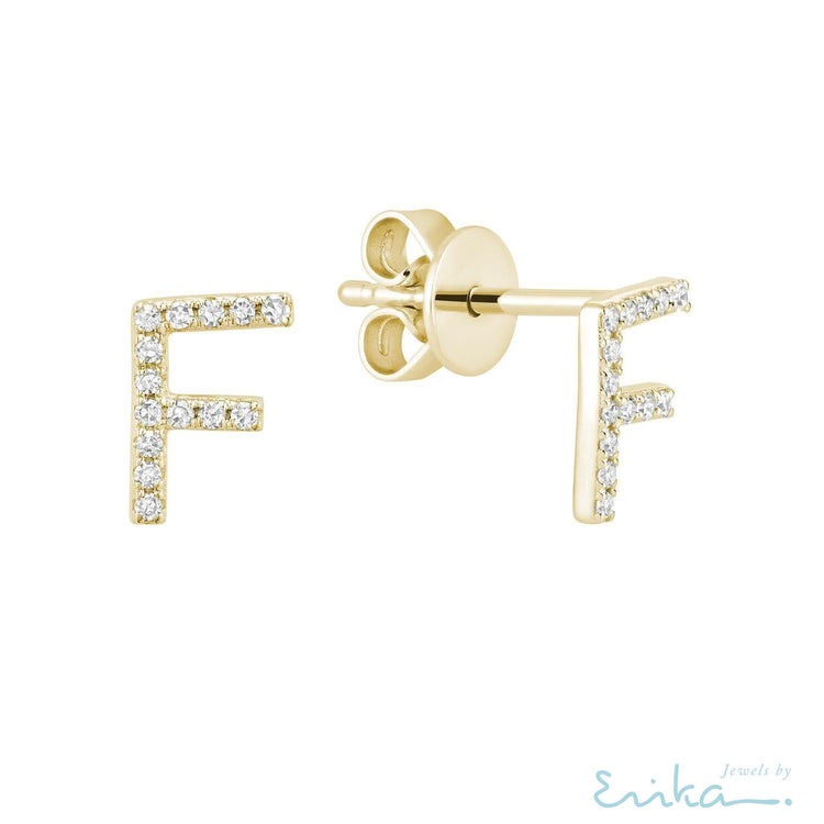 Diamond Initial Stud Earrings (Single)-RNB Jewellery