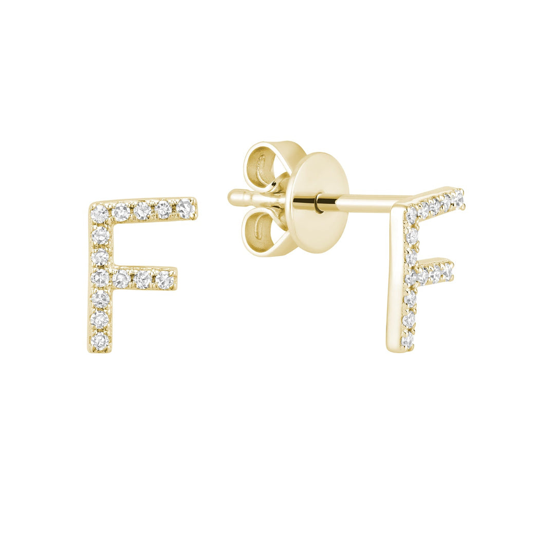 Diamond Initial Stud Earrings (Single)