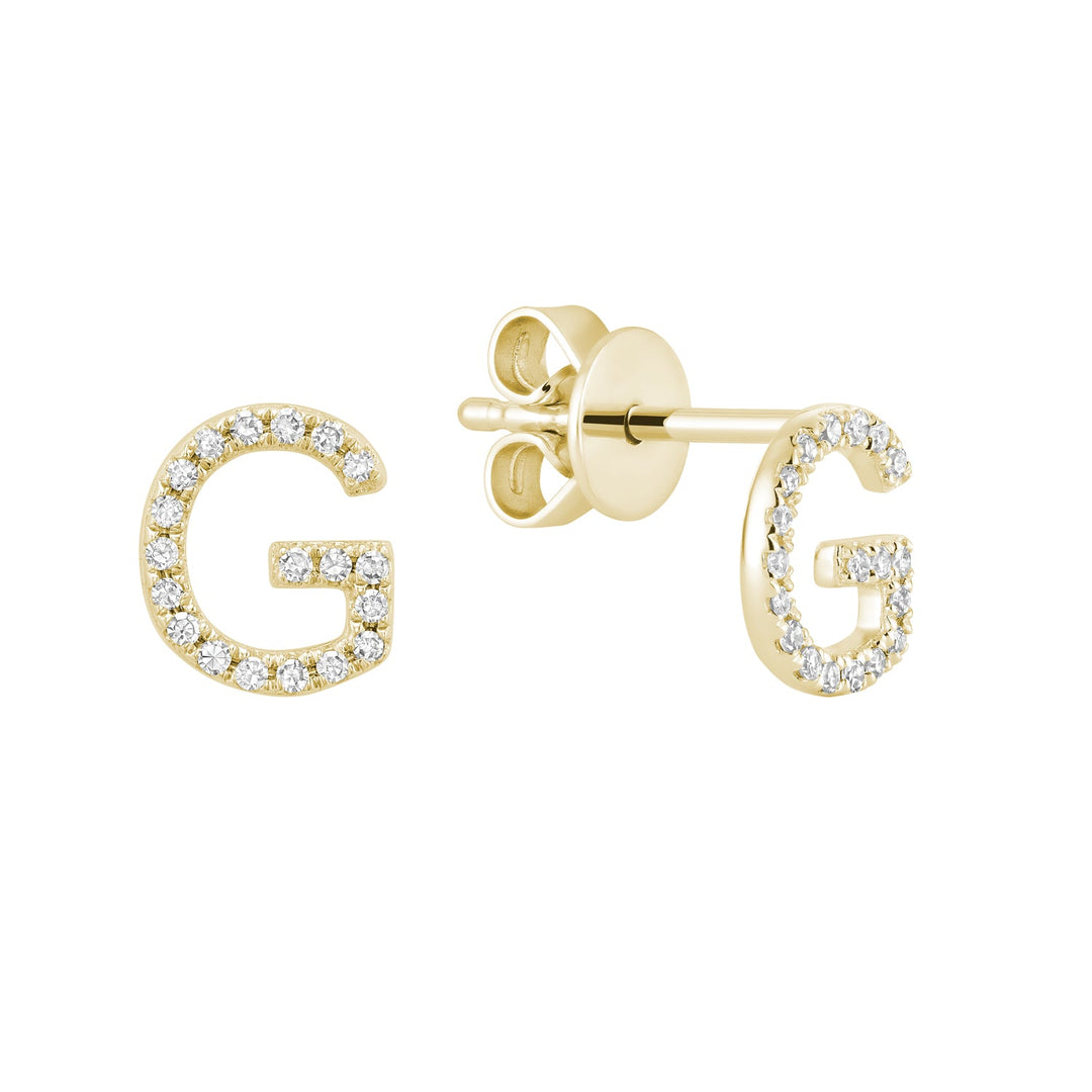 Diamond Initial Stud Earrings (Single)