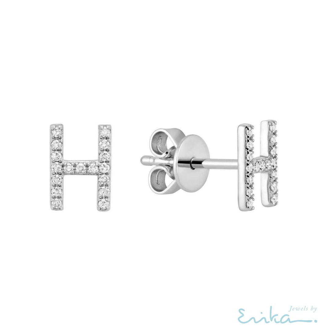 Diamond Initial Stud Earrings (Single)-RNB Jewellery