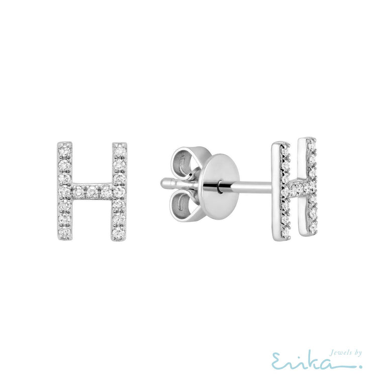 Diamond Initial Stud Earrings (Single)-RNB Jewellery
