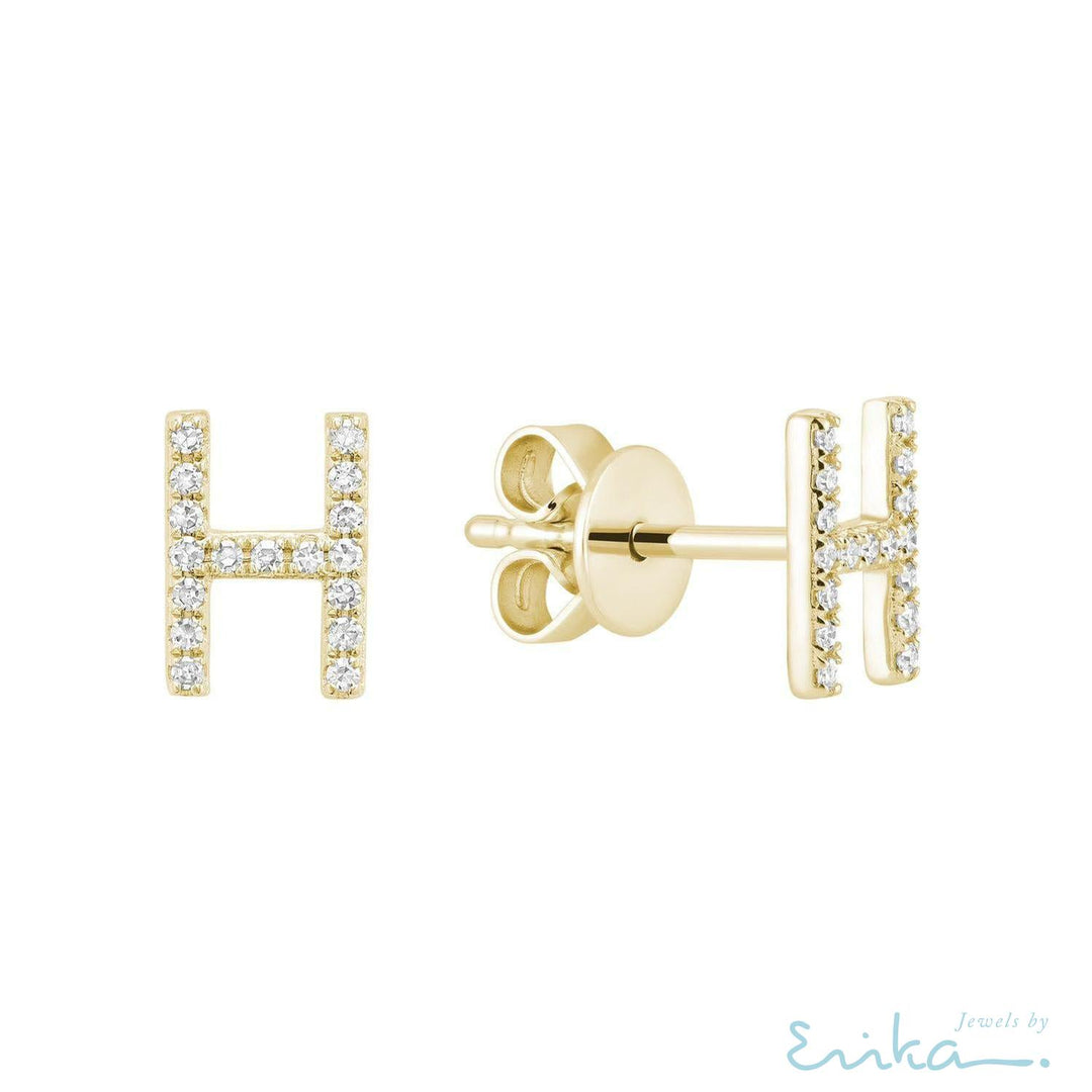 Diamond Initial Stud Earrings (Single)-RNB Jewellery