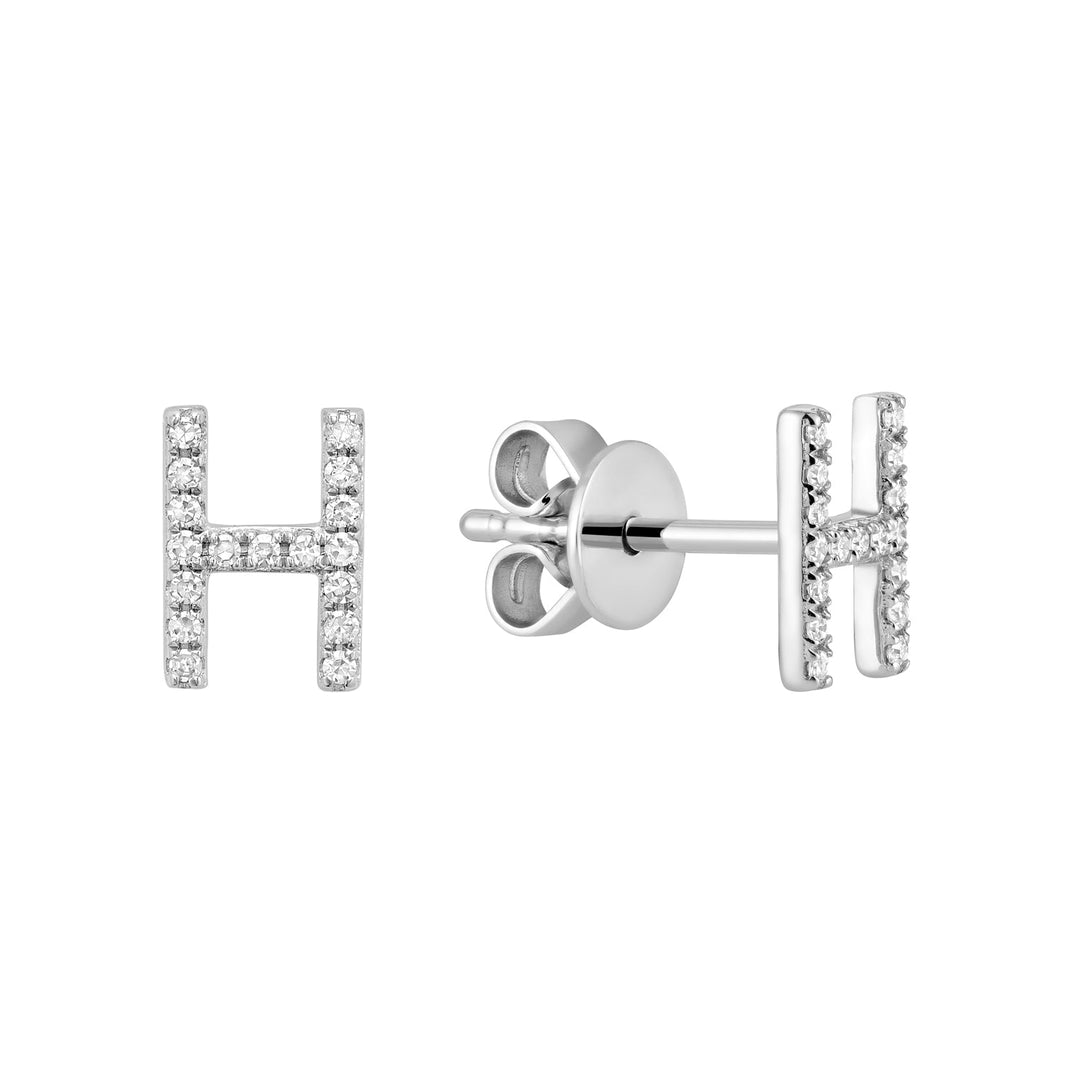 Diamond Initial Stud Earrings (Single)