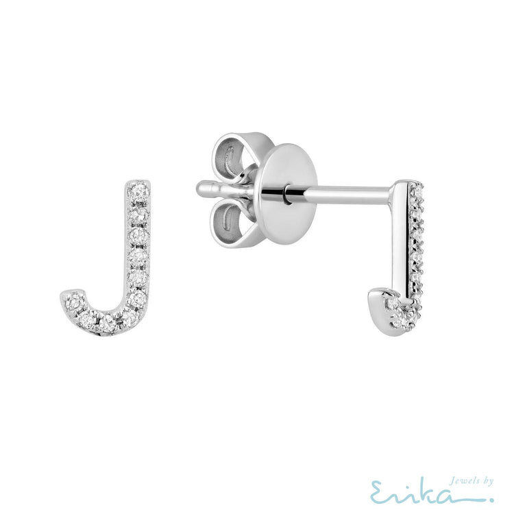 Diamond Initial Stud Earrings (Single)-RNB Jewellery