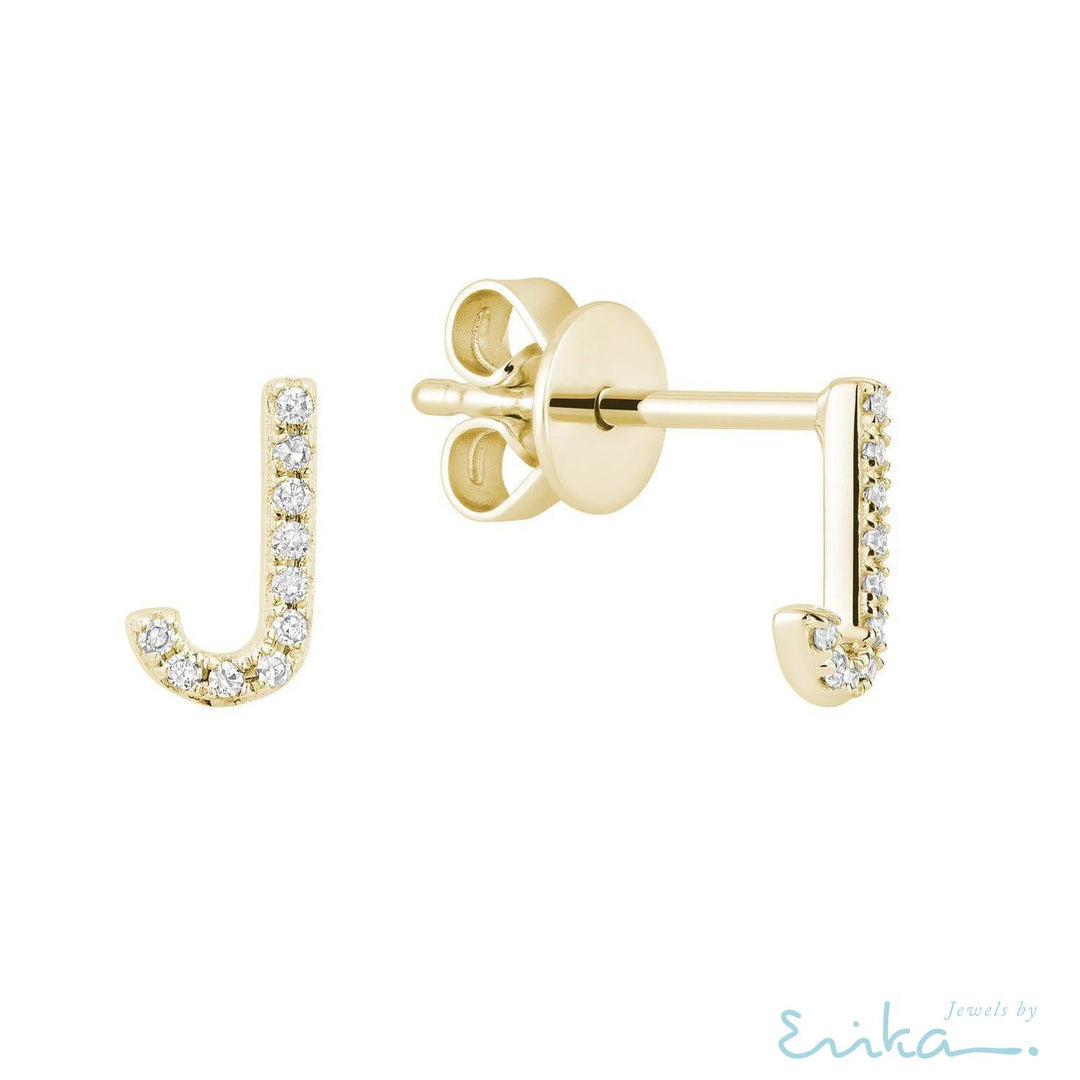 Diamond Initial Stud Earrings (Single)-RNB Jewellery
