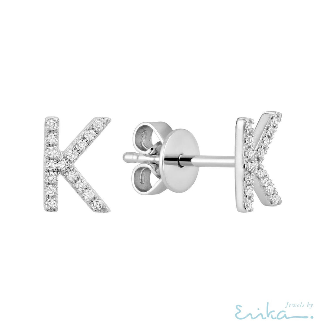 Diamond Initial Stud Earrings (Single)-RNB Jewellery