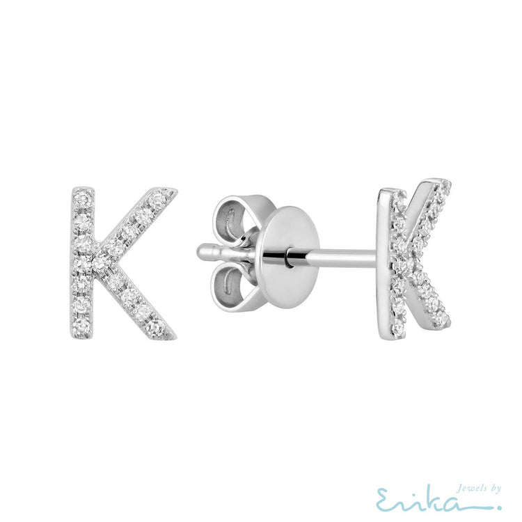 Diamond Initial Stud Earrings (Single)-RNB Jewellery