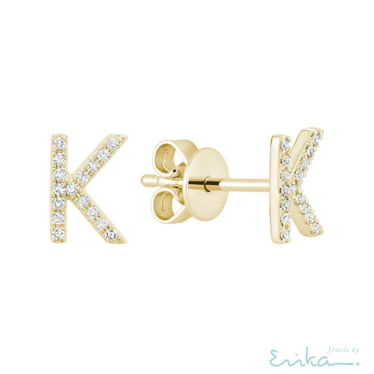 Diamond Initial Stud Earrings (Single)-RNB Jewellery