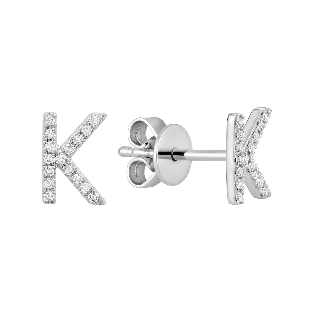 Diamond Initial Stud Earrings (Single)