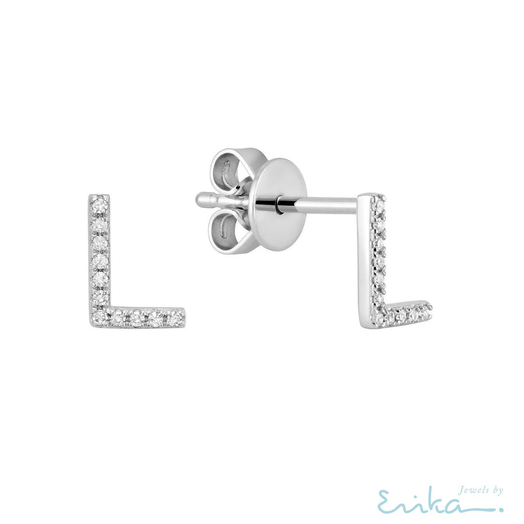 Diamond Initial Stud Earrings (Single)-RNB Jewellery
