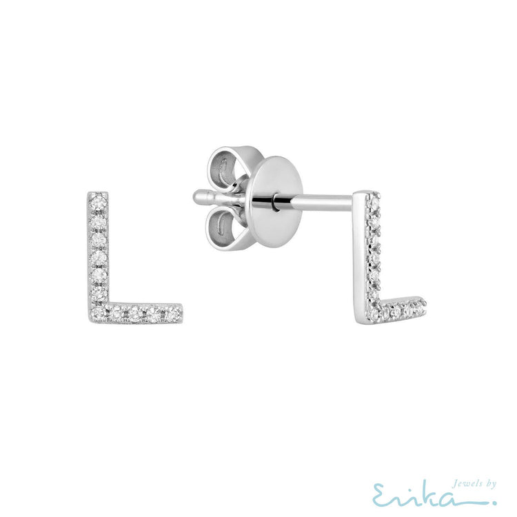 Diamond Initial Stud Earrings (Single)-RNB Jewellery