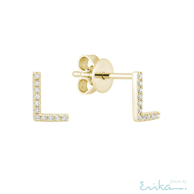 Diamond Initial Stud Earrings (Single)-RNB Jewellery