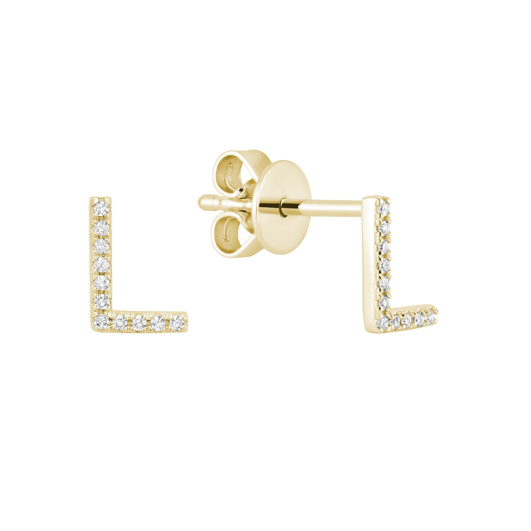 Diamond Initial Stud Earrings (Single)