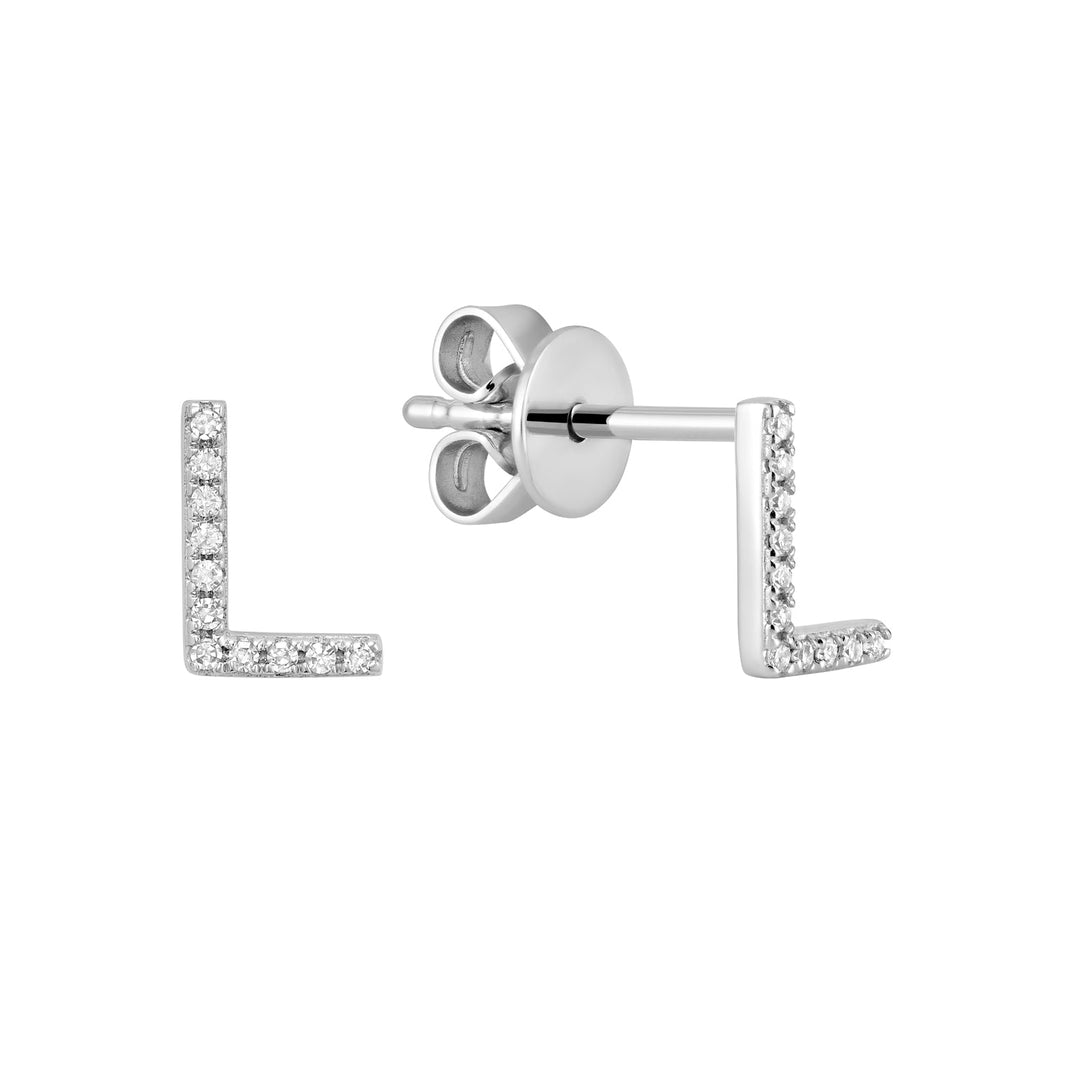 Diamond Initial Stud Earrings (Single)