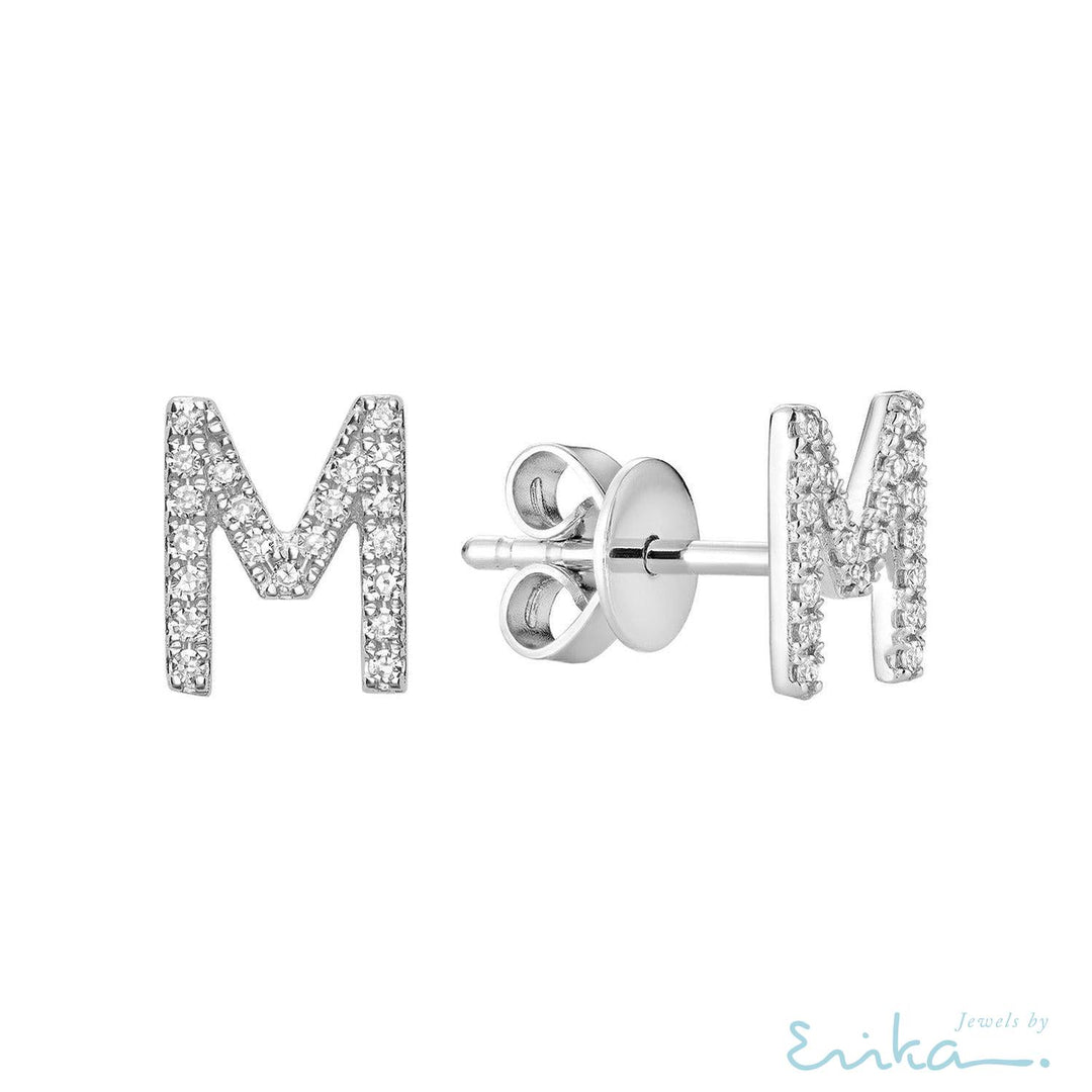 Diamond Initial Stud Earrings (Single)-RNB Jewellery