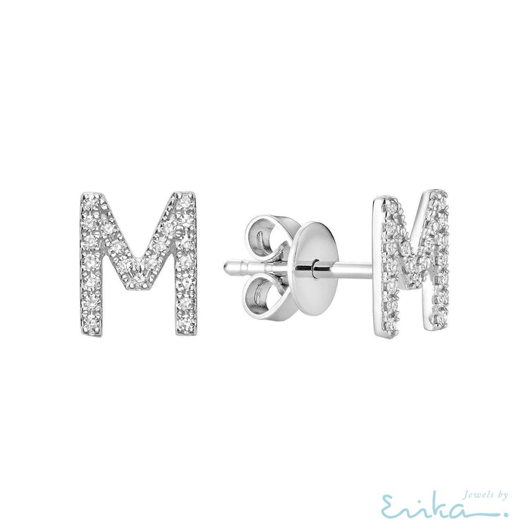 Diamond Initial Stud Earrings (Single)-RNB Jewellery