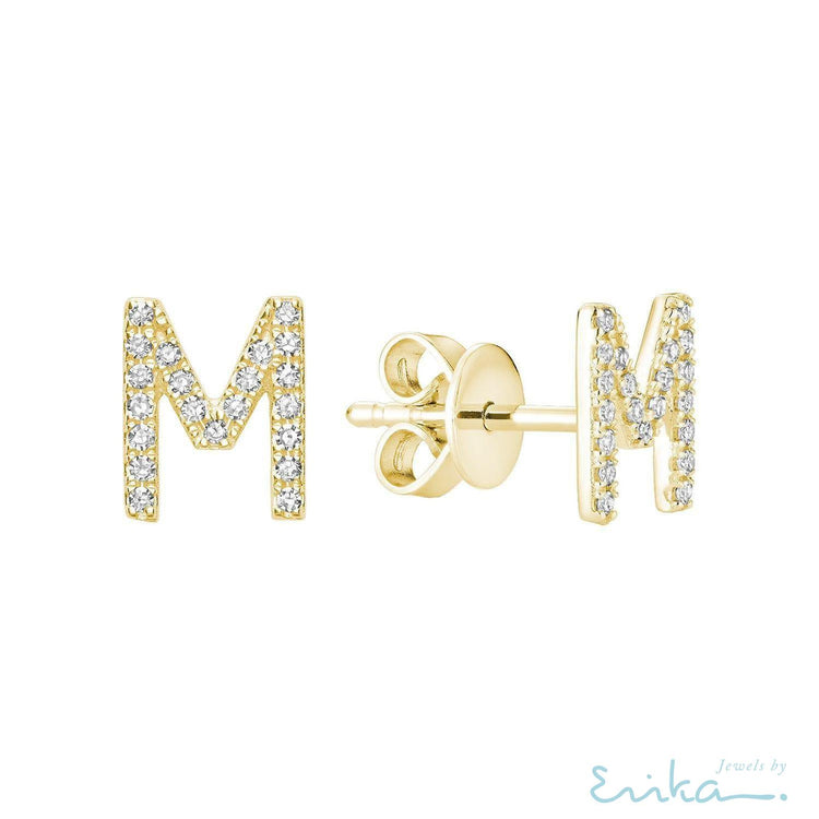 Diamond Initial Stud Earrings (Single)-RNB Jewellery