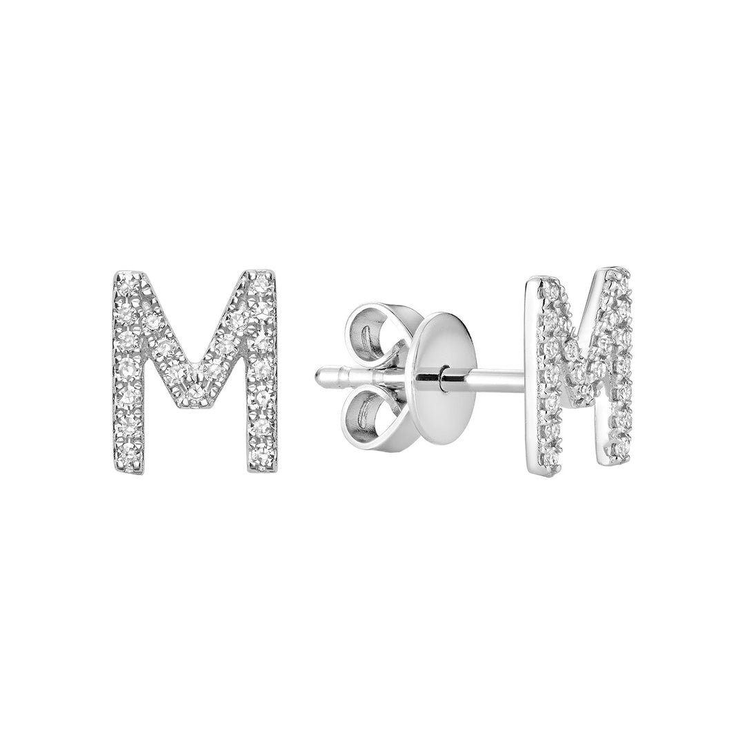 Diamond Initial Stud Earrings (Single)