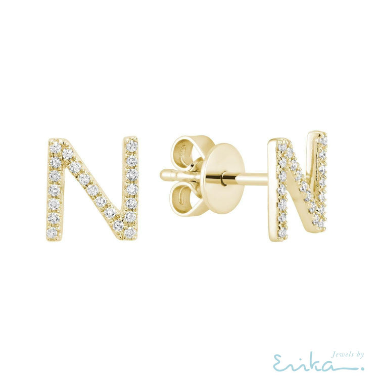 Diamond Initial Stud Earrings (Single)-RNB Jewellery