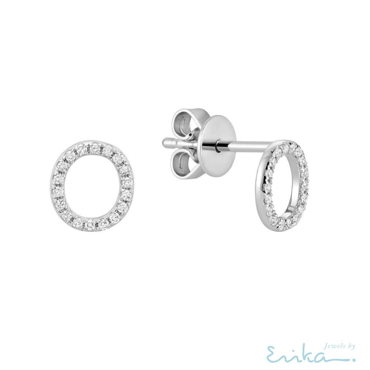 Diamond Initial Stud Earrings (Single)-RNB Jewellery