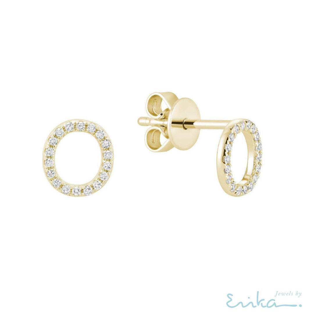 Diamond Initial Stud Earrings (Single)-RNB Jewellery